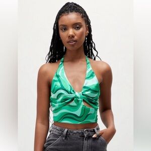 NWT LA Hearts by PacSun Women's Green Halter Crop Top Size Small